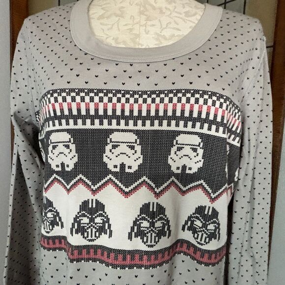 Hanna Andersson Grey Star Wars Fair Isle Vader Pajama Top Size XL - Picture 5 of 10